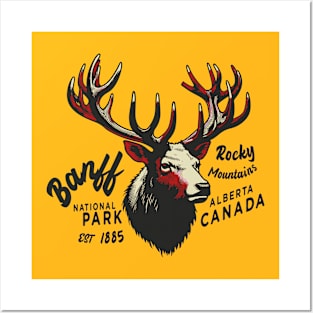 Banff National Park Rocky Mountains wapiti Posters and Art